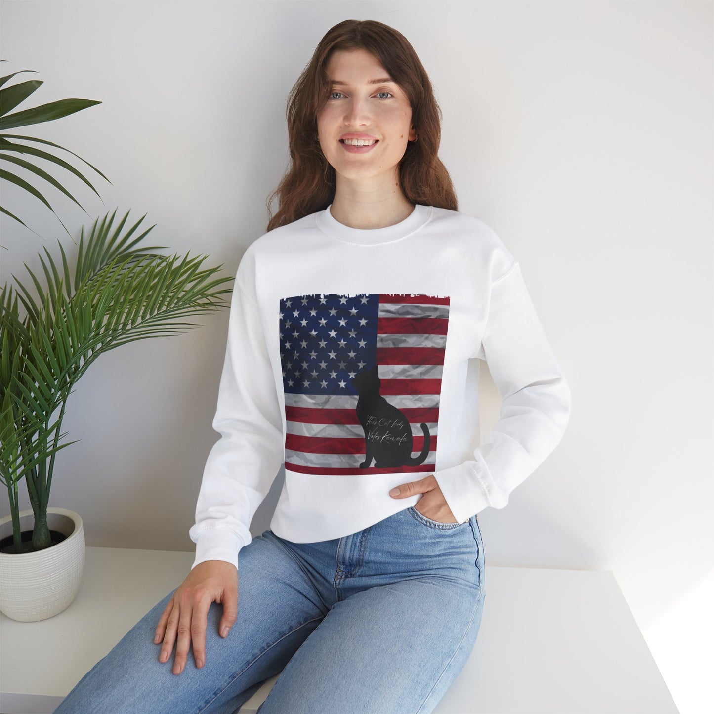 Unisex Heavy Sweatshirt Cat Ladies for Kamala 2024, This Cat Lady Votes Kamala 2024, Madam President