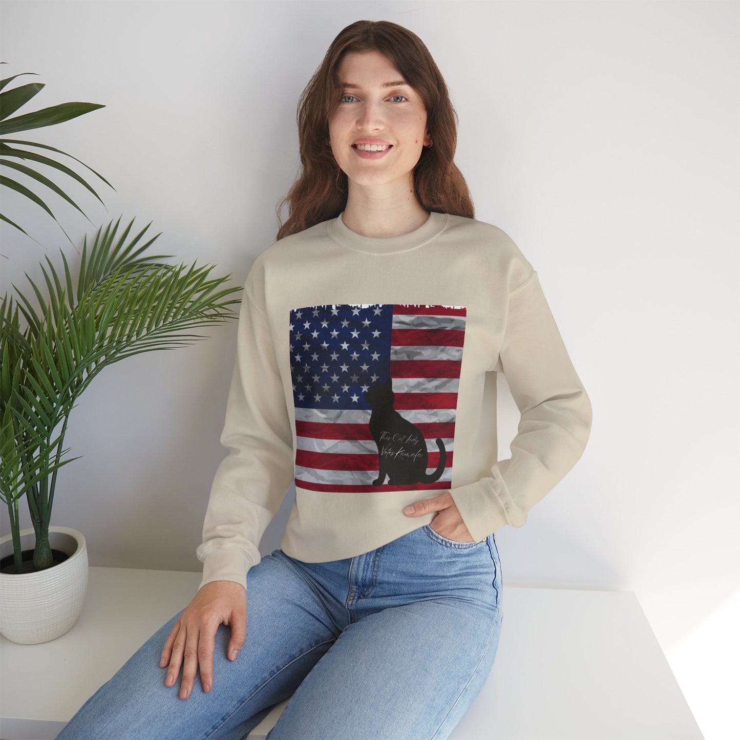 Unisex Heavy Sweatshirt Cat Ladies for Kamala 2024, This Cat Lady Votes Kamala 2024, Madam President